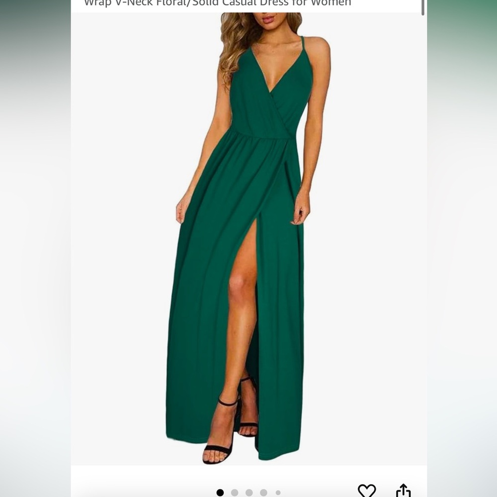 Elegant Deep Green Wrap Maxi Dress for Women
